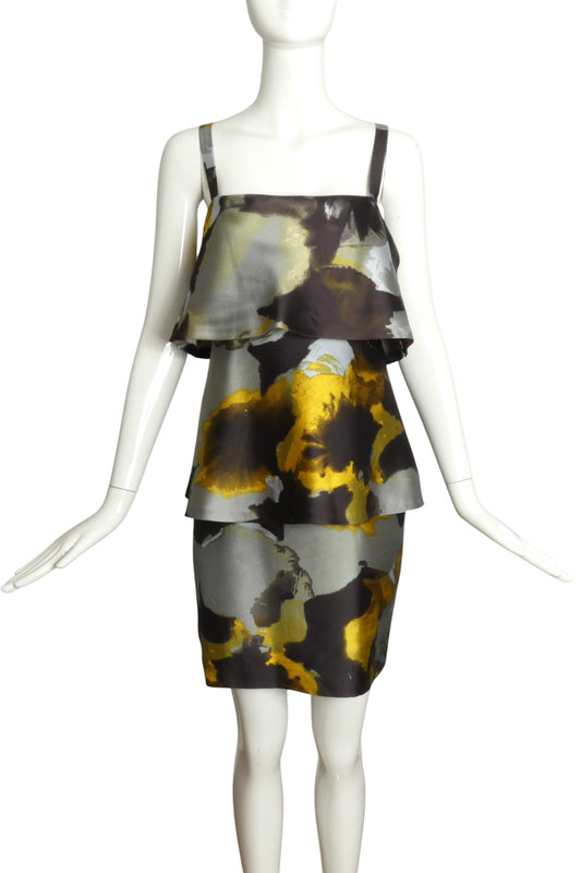 CHEAP & CHIC MOSCHINO- Printed Silk Tiered Dress, Size 10