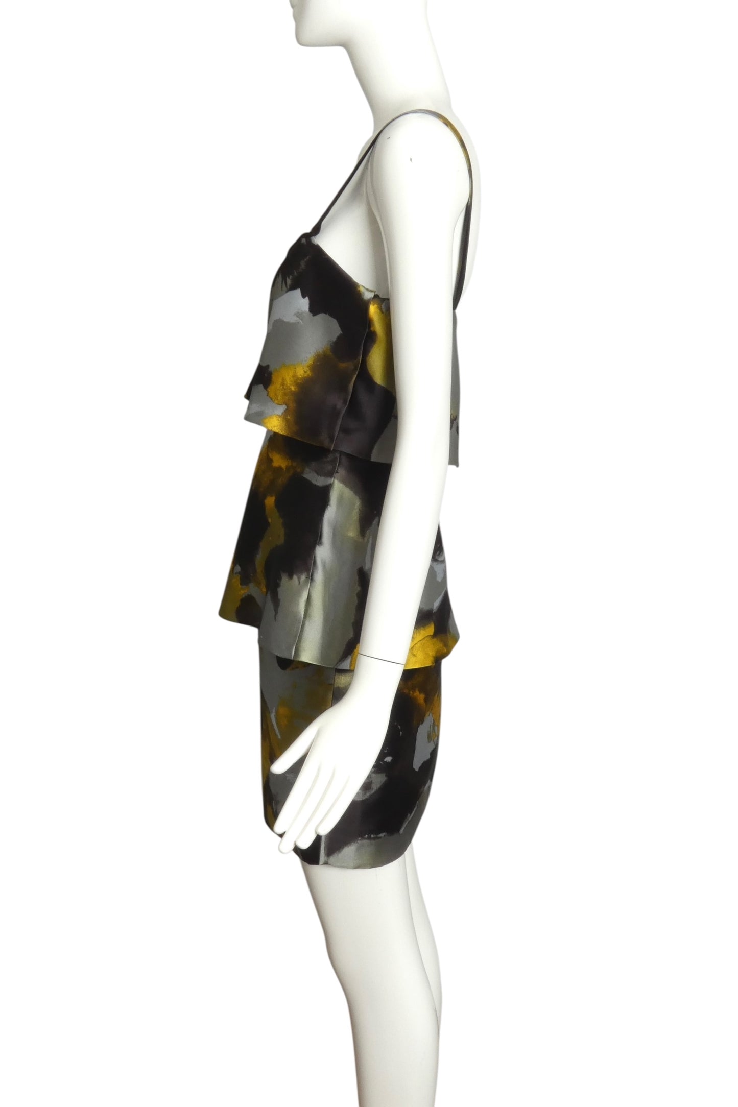 CHEAP & CHIC MOSCHINO- Printed Silk Tiered Dress, Size 10