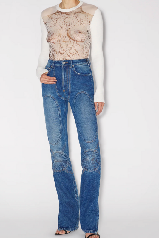 JEAN PAUL GAULTIER- 2024 NWT Quilted Denim Jeans, Size 4