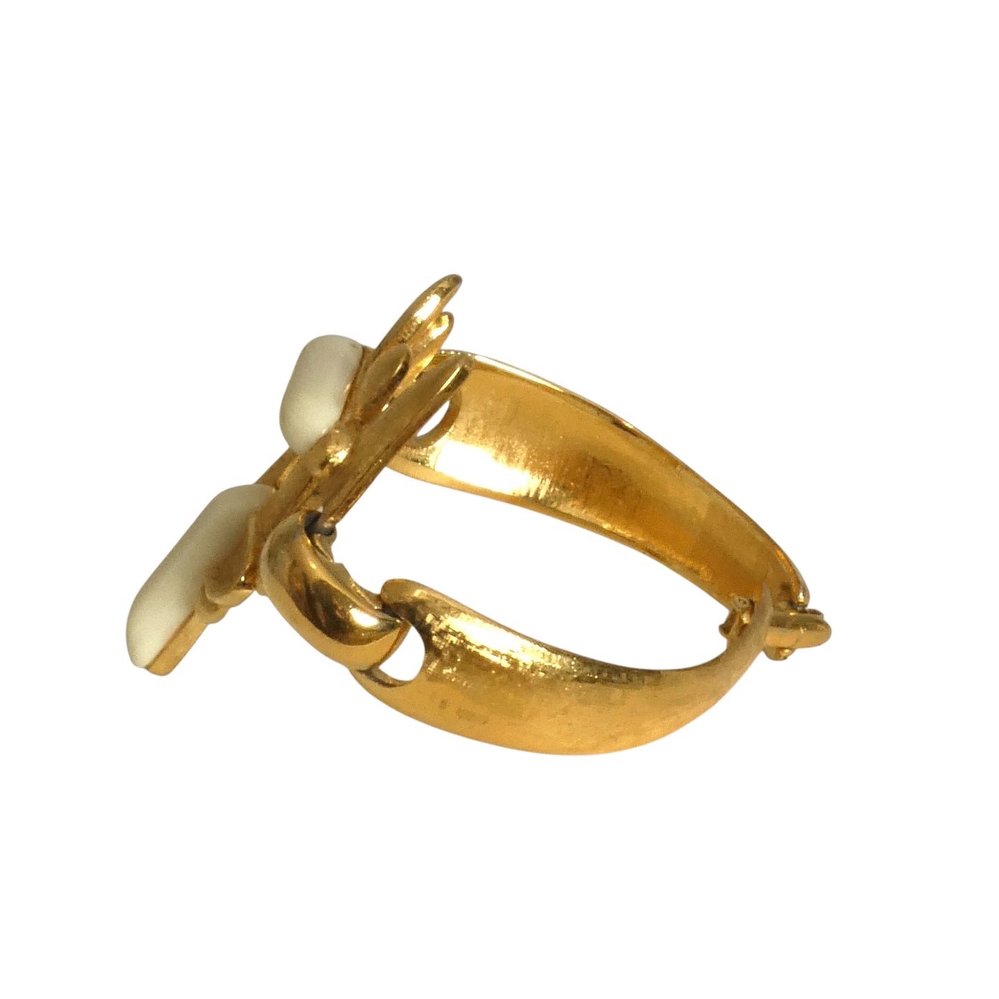 PIERRE CARDIN-1970s Gold Tone Metal Abstract Bracelet