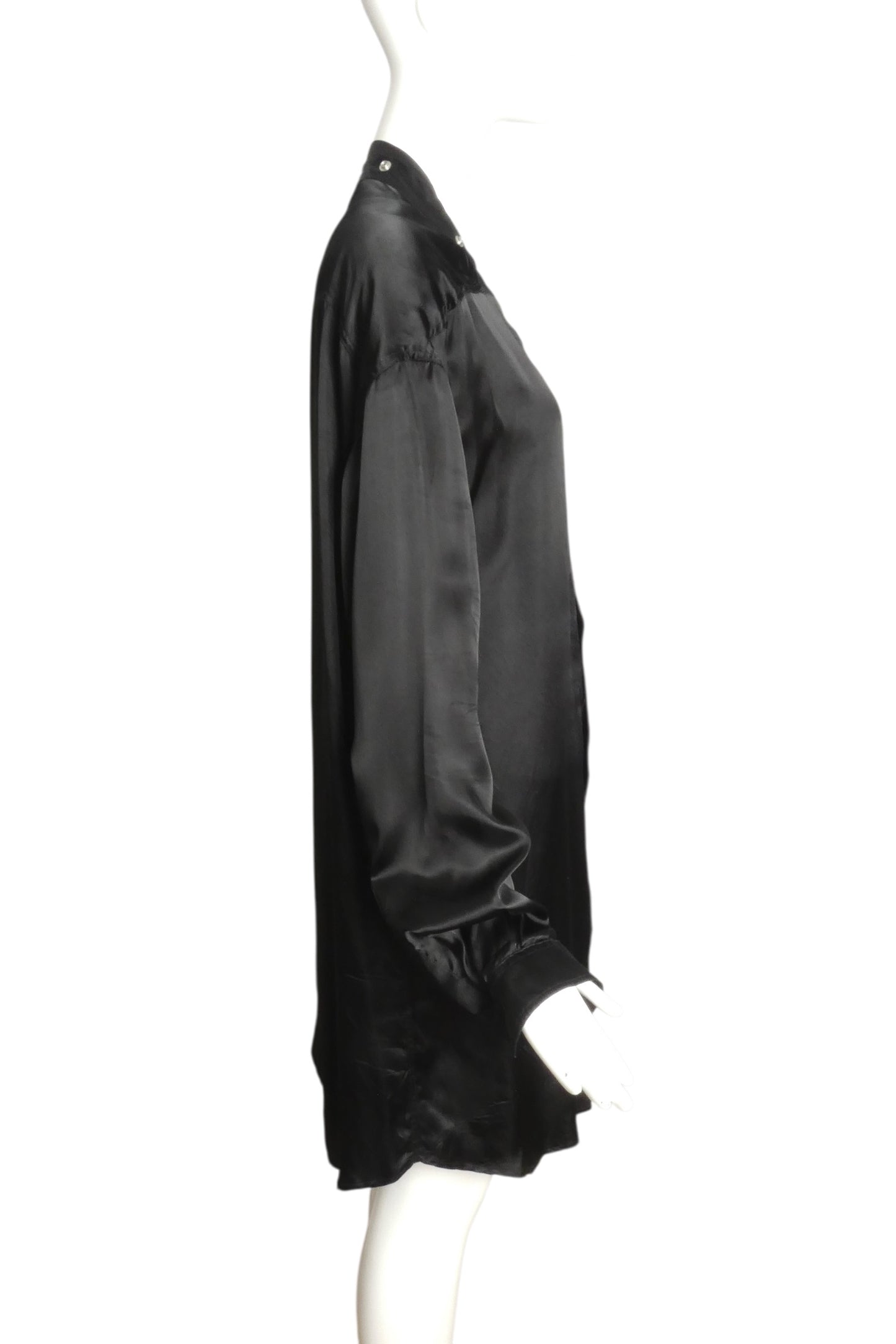 RICK OWENS- 2019 Black Satin "Legaspi" Shirt, Size 2
