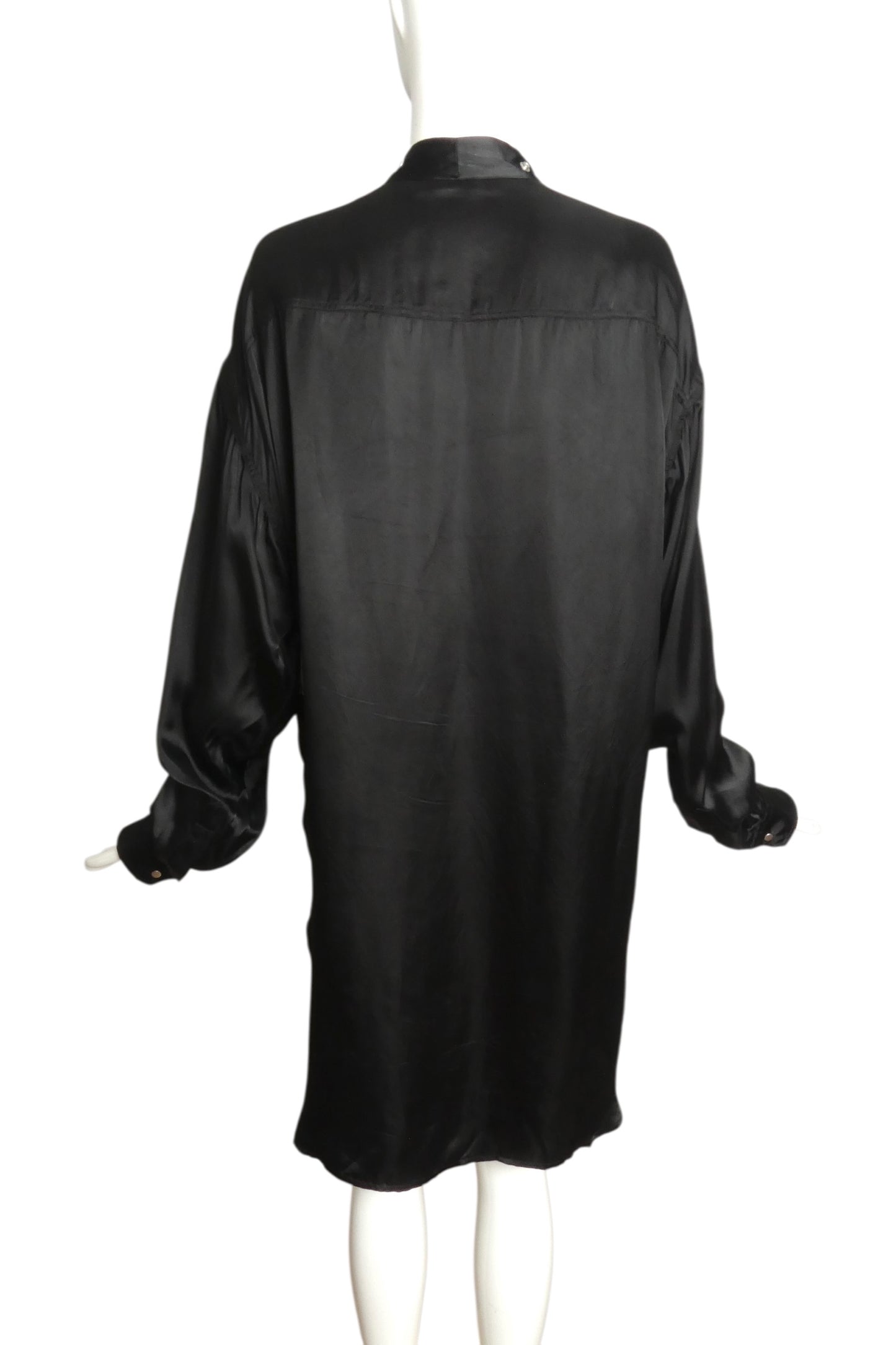 RICK OWENS- 2019 Black Satin "Legaspi" Shirt, Size 2