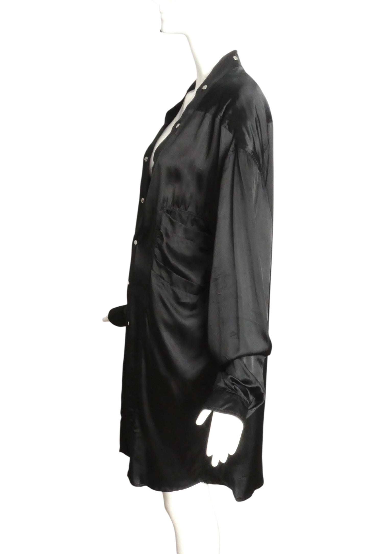 RICK OWENS- 2019 Black Satin "Legaspi" Shirt, Size 2