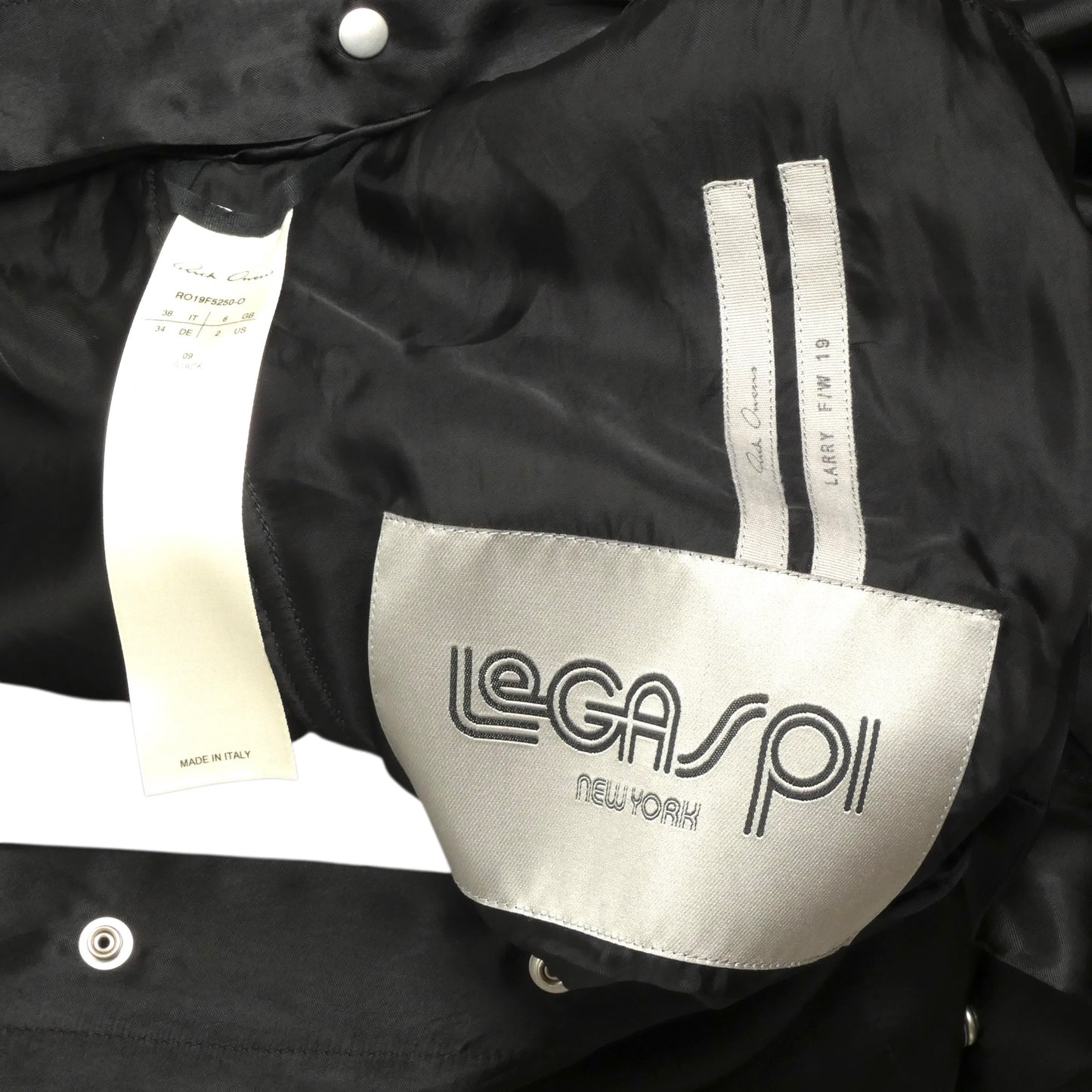 RICK OWENS- 2019 Black Satin "Legaspi" Shirt, Size 2