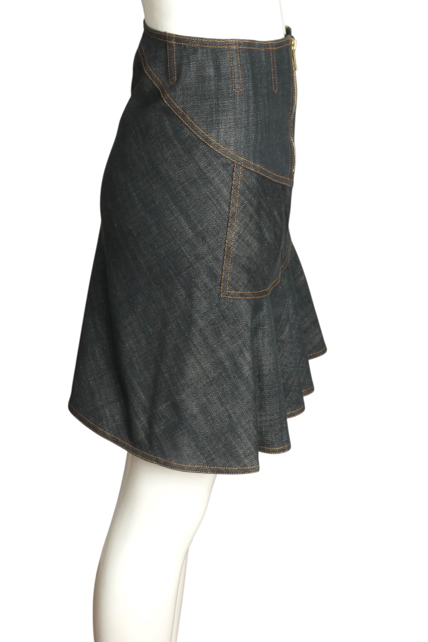 ALAIA- 1990s Blue Denim Skirt Ensemble, Size Small