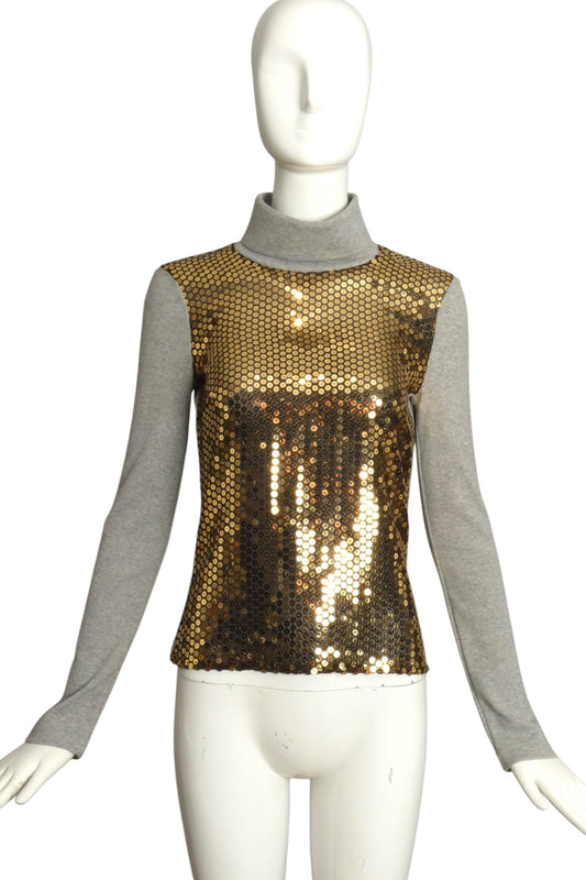 D&G- 1990s Sequin & Knit Turtleneck Sweater, Size XS