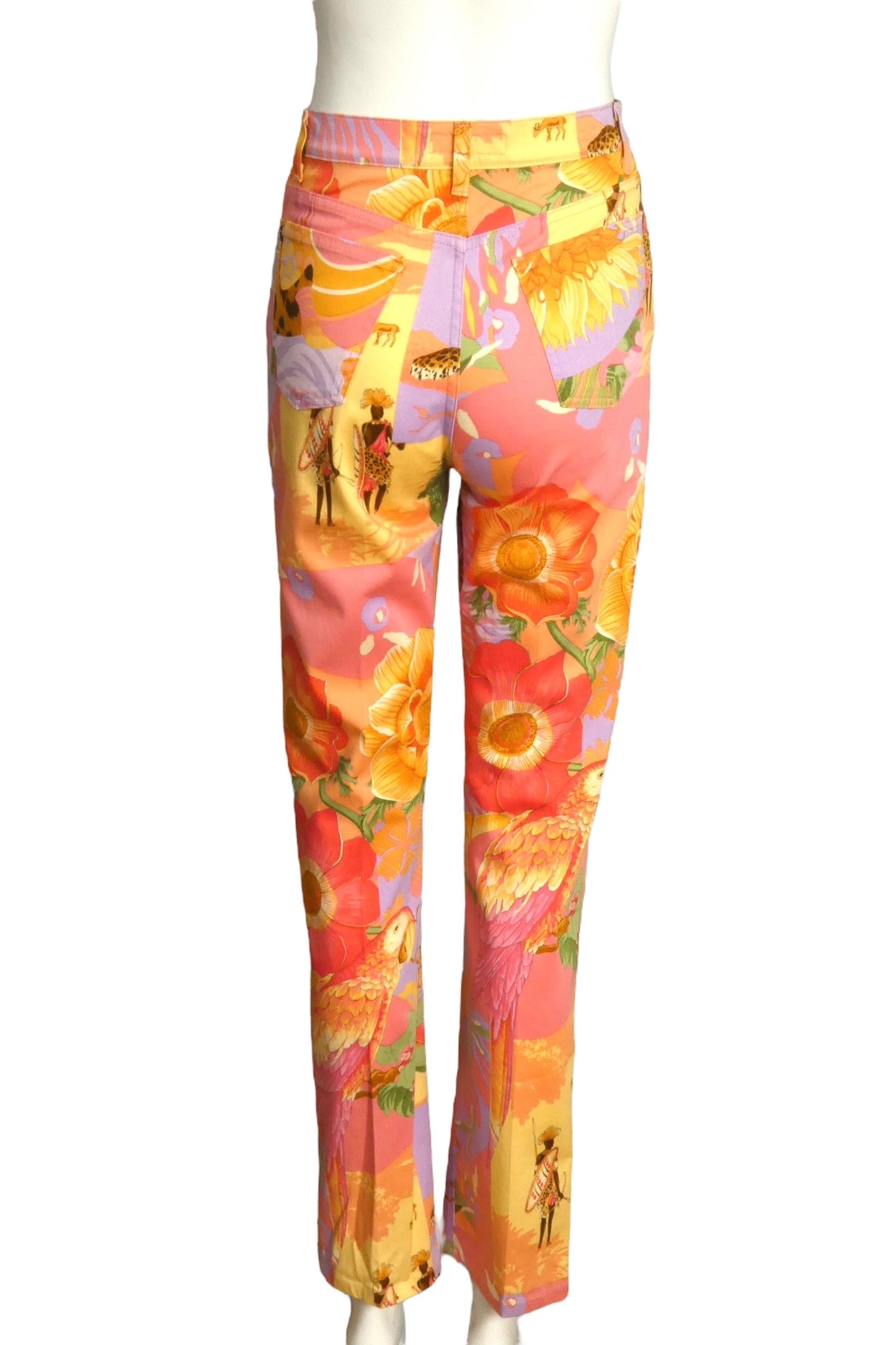 SALVATORE FERRAGAMO- 1990s Floral Print Twill Pants, Size 6