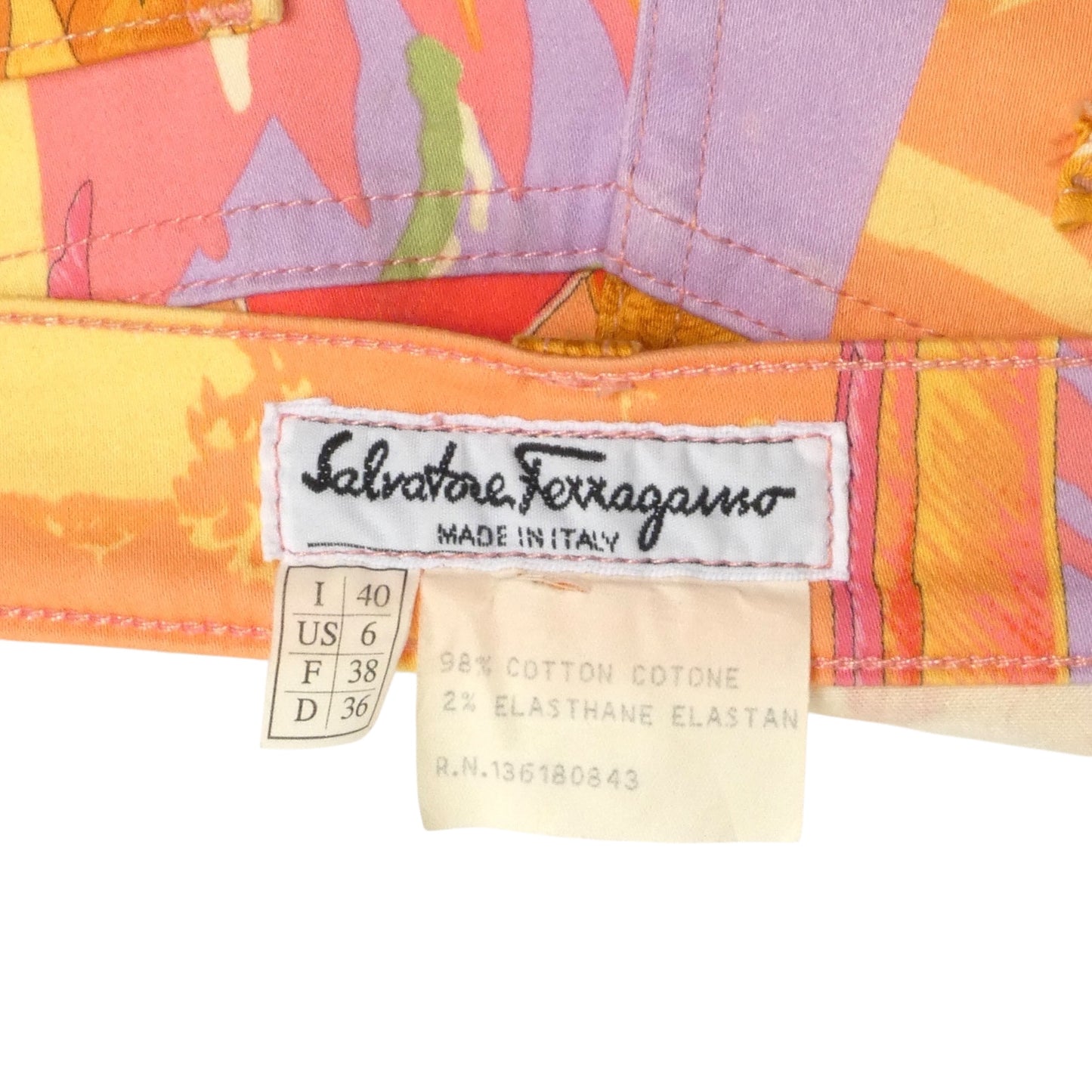 SALVATORE FERRAGAMO- 1990s Floral Print Twill Pants, Size 6