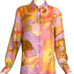 SALVATORE FERRAGAMO- 1990s Silk Tropical Print Blouse, Size 8