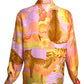 SALVATORE FERRAGAMO- 1990s Silk Tropical Print Blouse, Size 8
