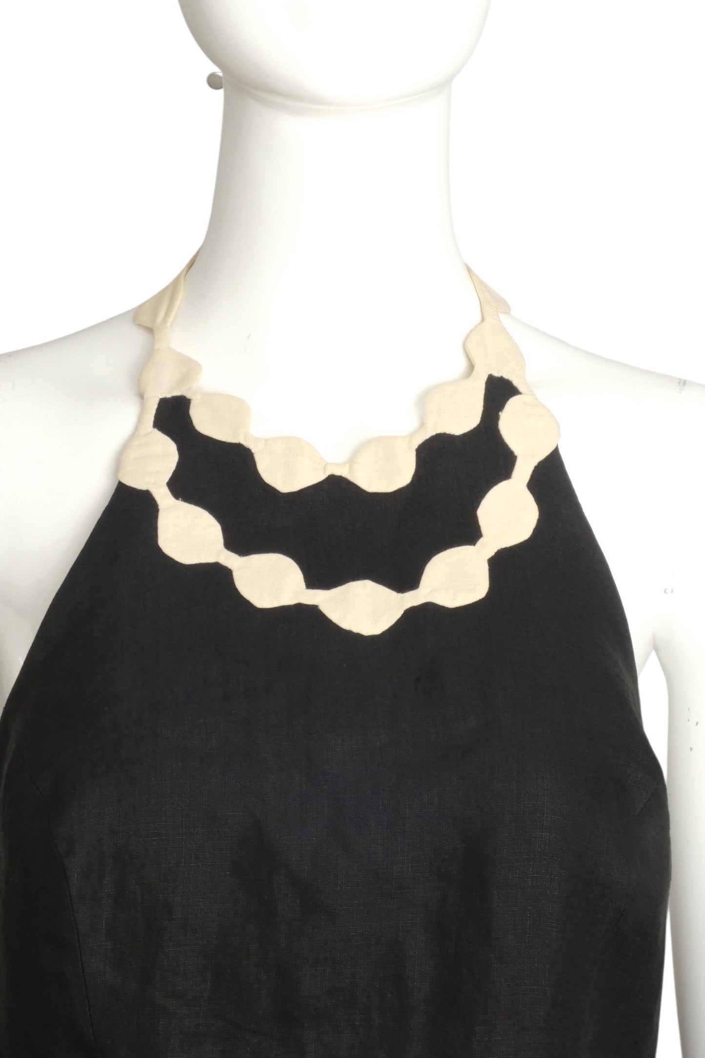 CHRISTIAN FRANCIS ROTH- 1992 Black Linen Halter Dress, Size 4
