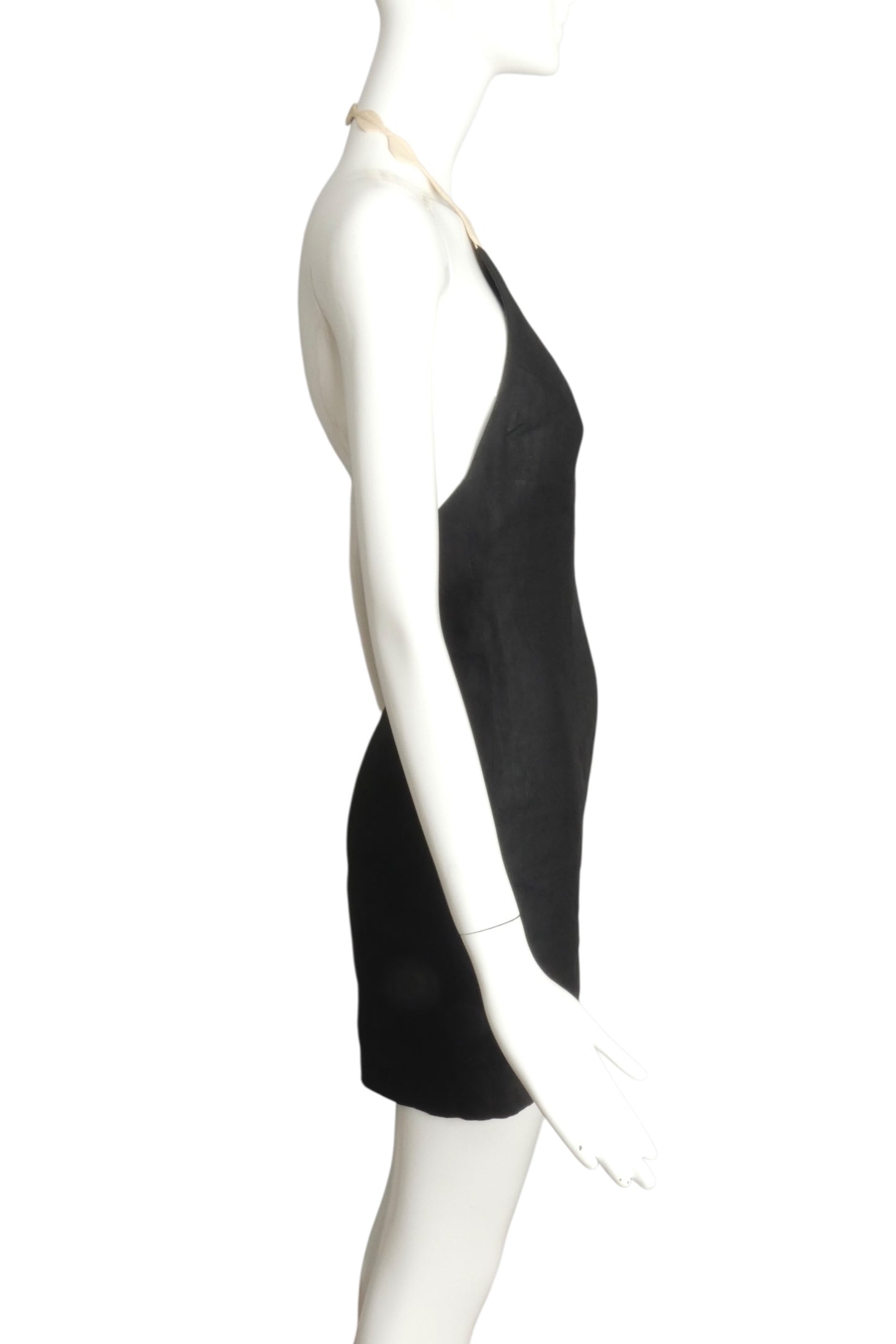 CHRISTIAN FRANCIS ROTH- 1992 Black Linen Halter Dress, Size 4
