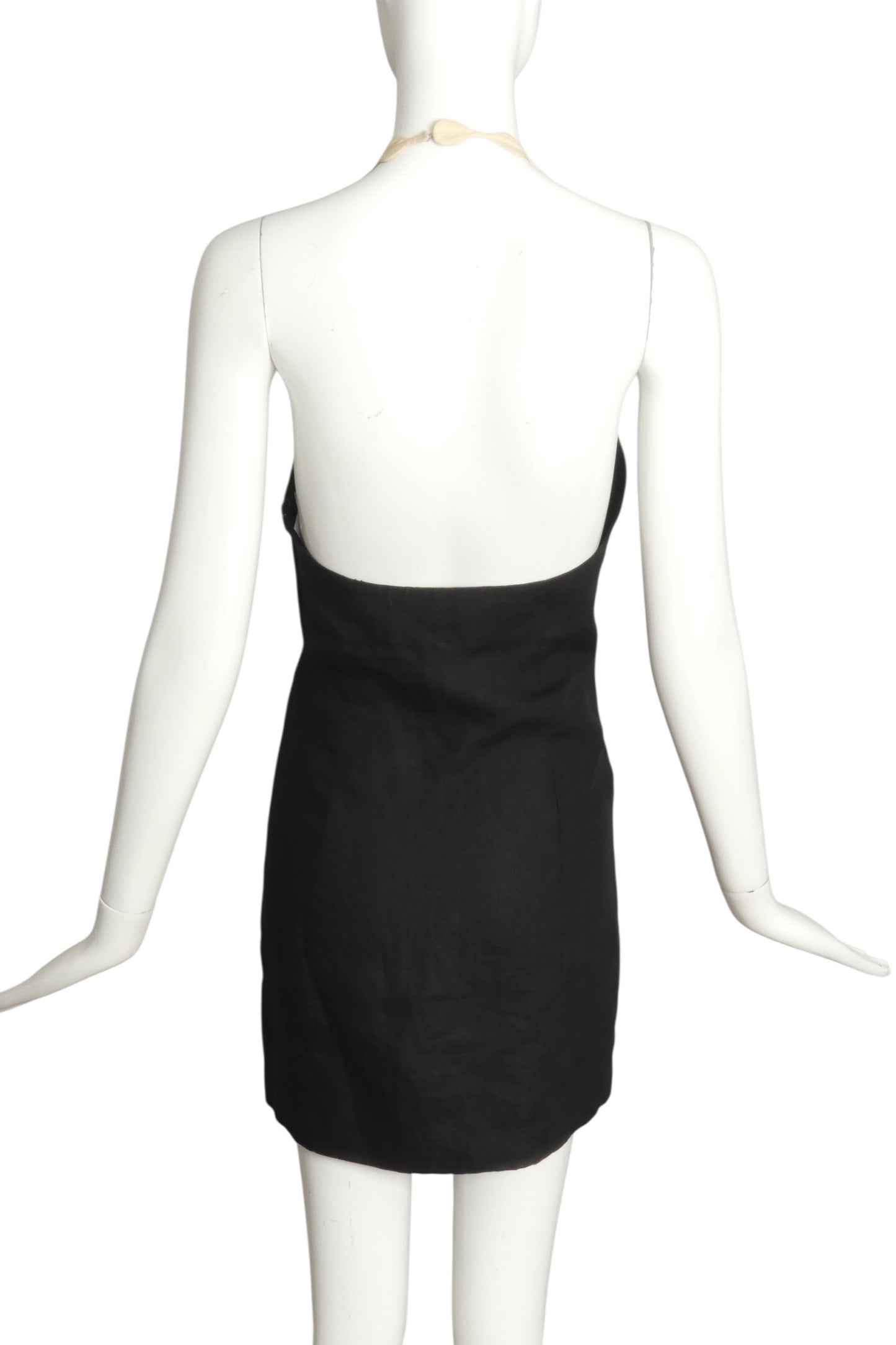 CHRISTIAN FRANCIS ROTH- 1992 Black Linen Halter Dress, Size 4