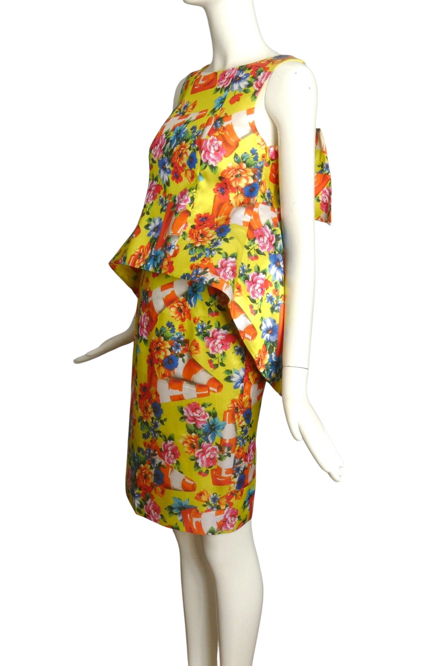 MOSCHINO COUTURE- 2016 Floral Traffic Cone Dress, Sise 4