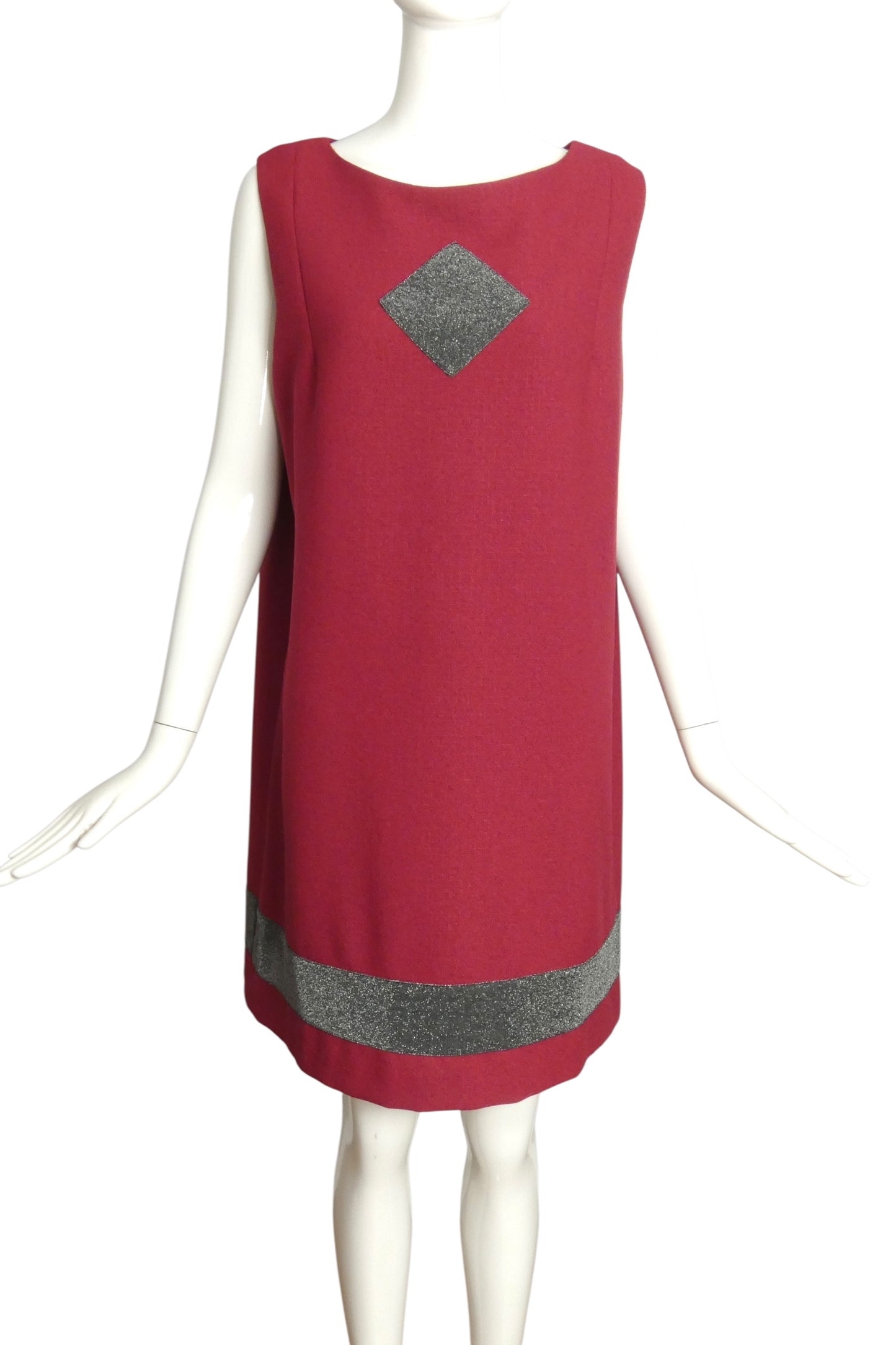 PIERRE CARDIN HAUTE COUTURE- 2000s Burgundy Rayon Shift Dress, Size 10