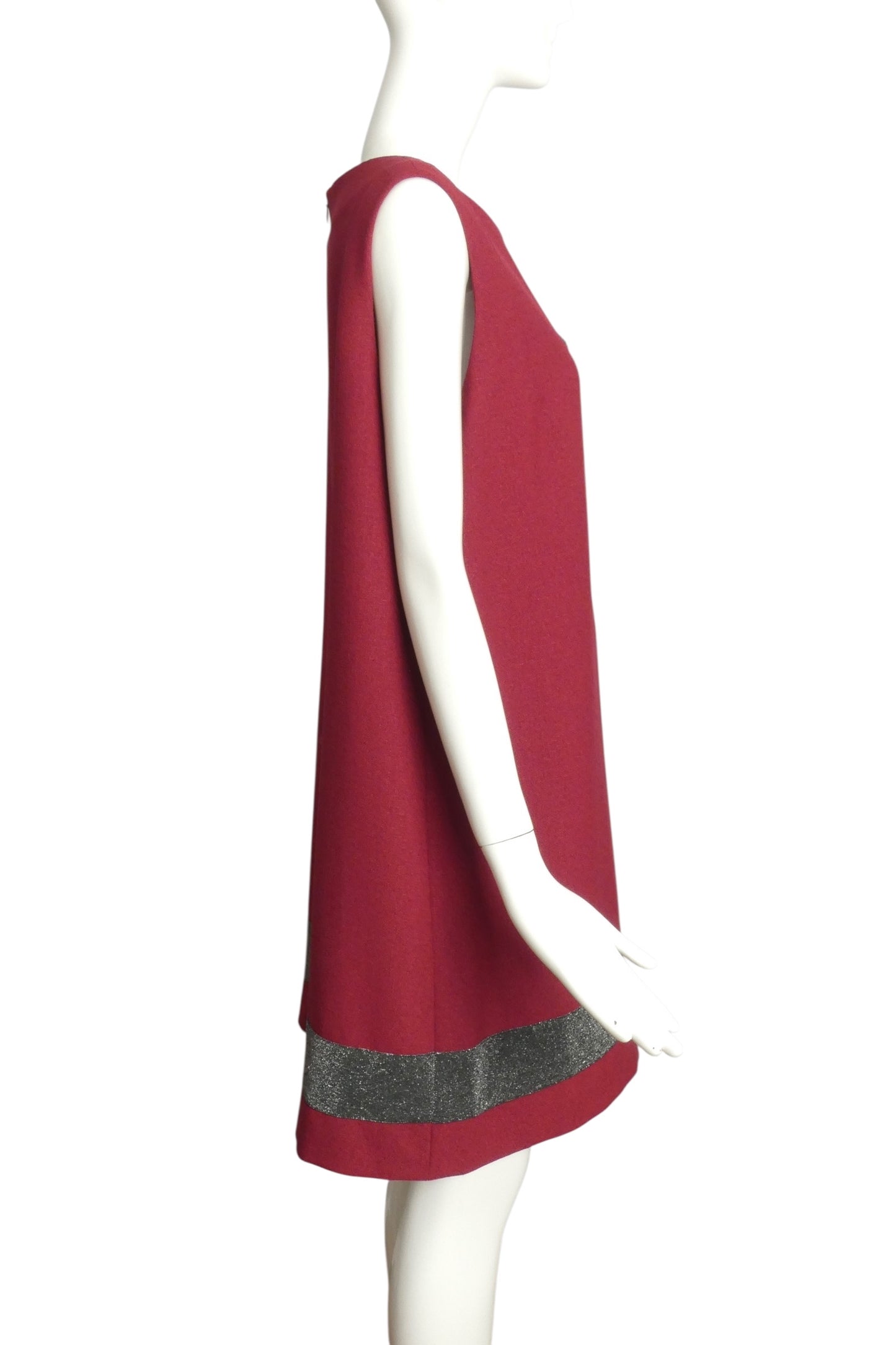 PIERRE CARDIN HAUTE COUTURE- 2000s Burgundy Rayon Shift Dress, Size 10