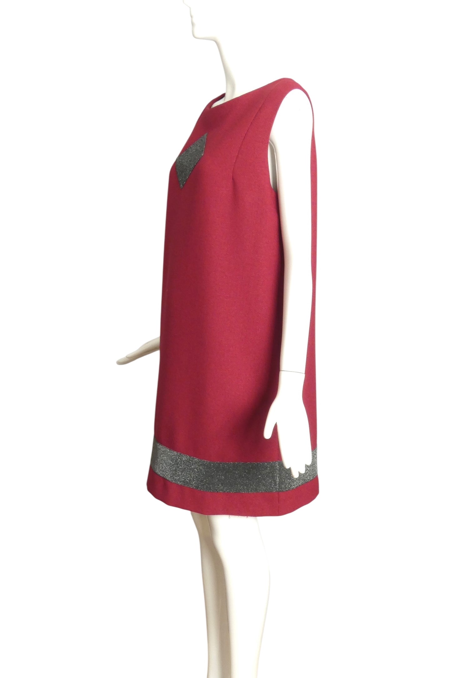 PIERRE CARDIN HAUTE COUTURE- 2000s Burgundy Rayon Shift Dress, Size 10