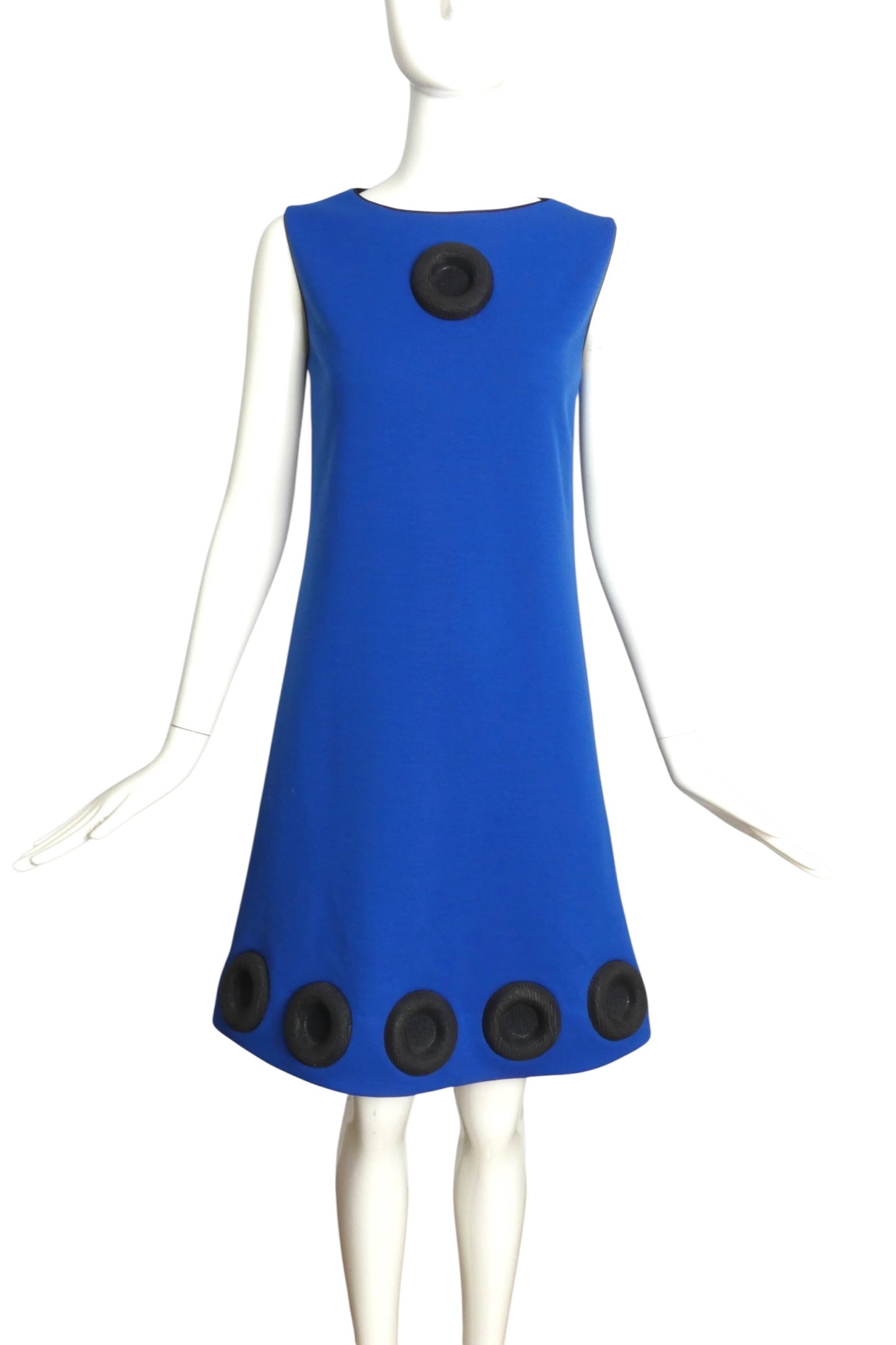 PIERRE CARDIN HAUTE COUTURE-  Blue Wool Knit Shift Dress, Size 4