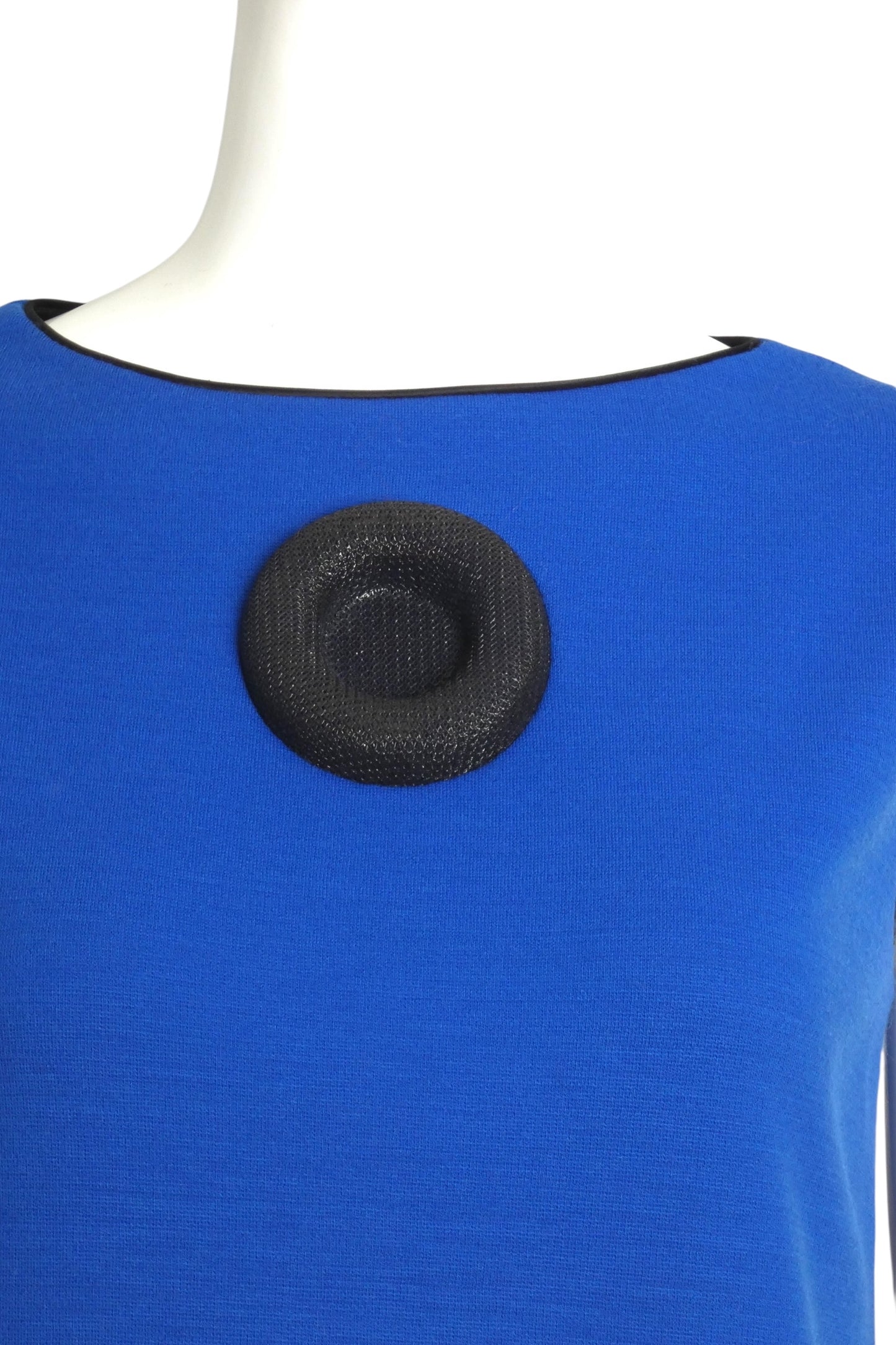 PIERRE CARDIN HAUTE COUTURE-  Blue Wool Knit Shift Dress, Size 4