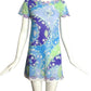 EMILIO PUCCI- 1960s Blue Printed Nylon Nightie, Size 2