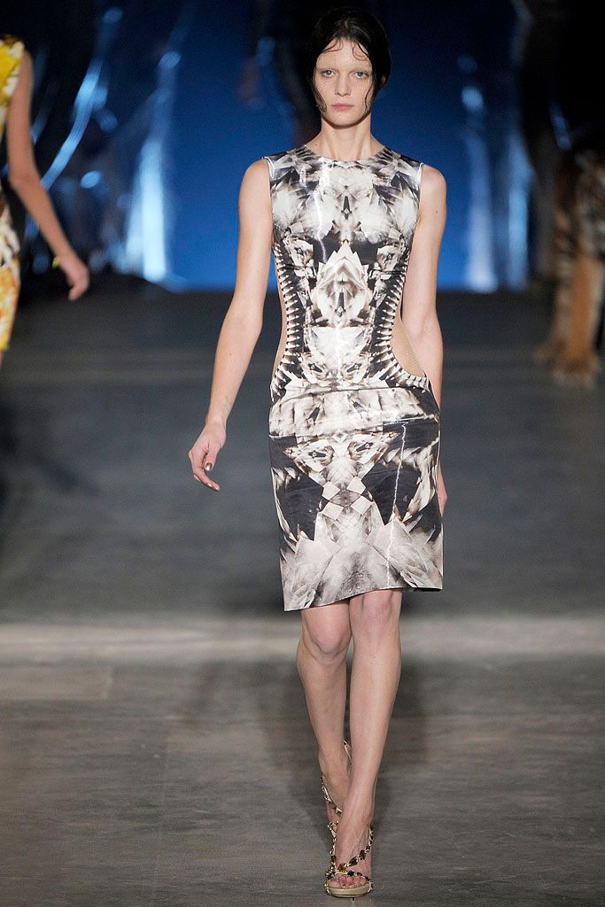 ALEXANDER MCQUEEN- 2009 Printed Silk Blend Dress, Size 8