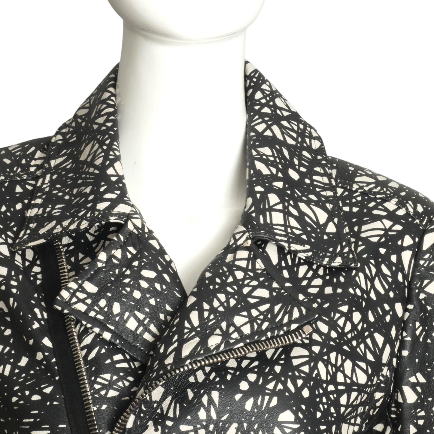 BALENCIAGA- 2013 Printed Leather Moto Jacket, Size 8