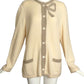 VALENTINO BOUTIQUE- 1990s Ivory Knit Cardigan Sweater, Size 12