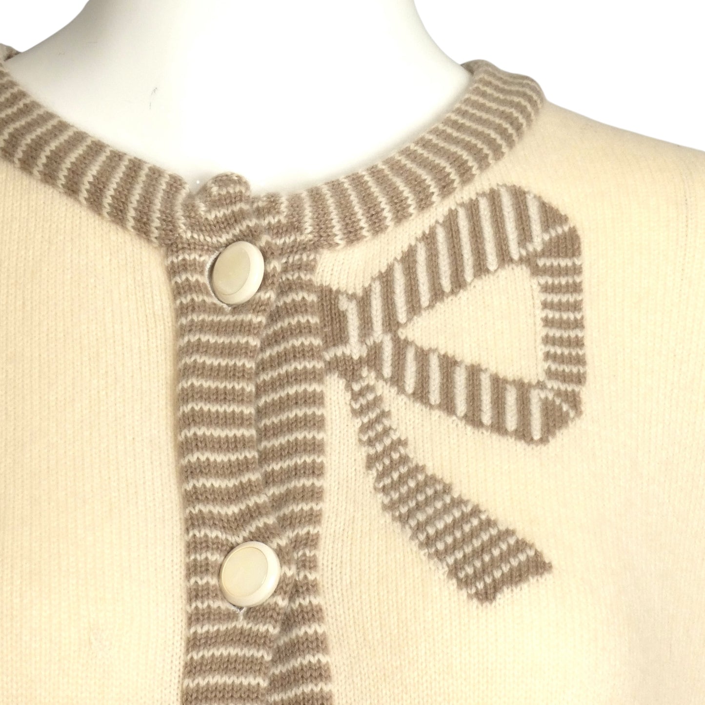 VALENTINO BOUTIQUE- 1990s Ivory Knit Cardigan Sweater, Size 12