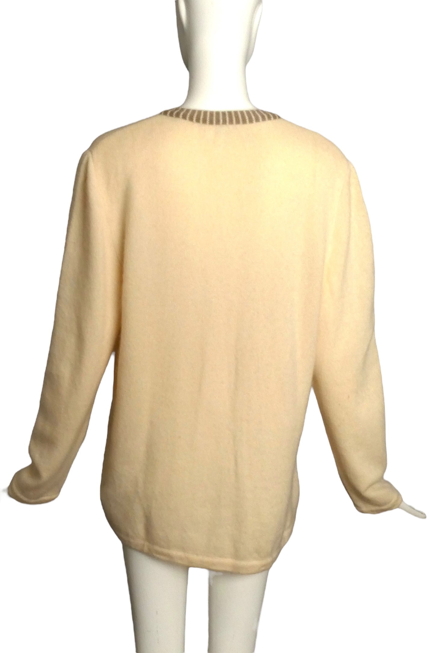 VALENTINO BOUTIQUE- 1990s Ivory Knit Cardigan Sweater, Size 12