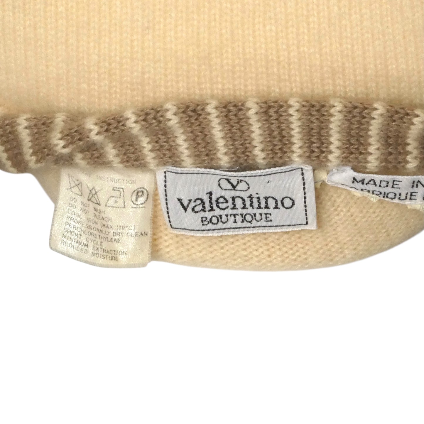 VALENTINO BOUTIQUE- 1990s Ivory Knit Cardigan Sweater, Size 12