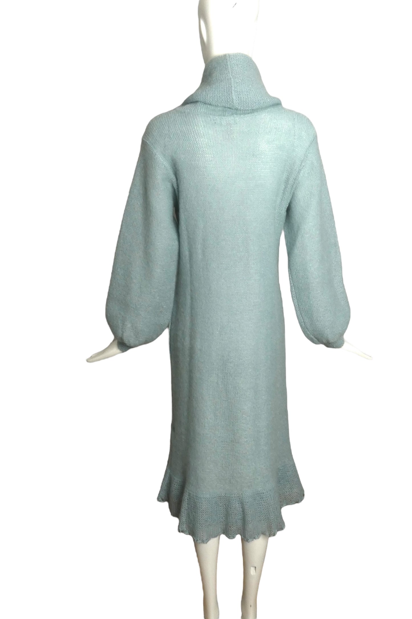 KRIZIA- 1970s 2pc Blue Sweater Knit Dress & Vest, Size 8