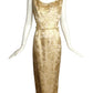 1960s 2pc Gold Beaded Brocade Evening Ensemble, Size 10