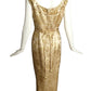 1960s 2pc Gold Beaded Brocade Evening Ensemble, Size 10