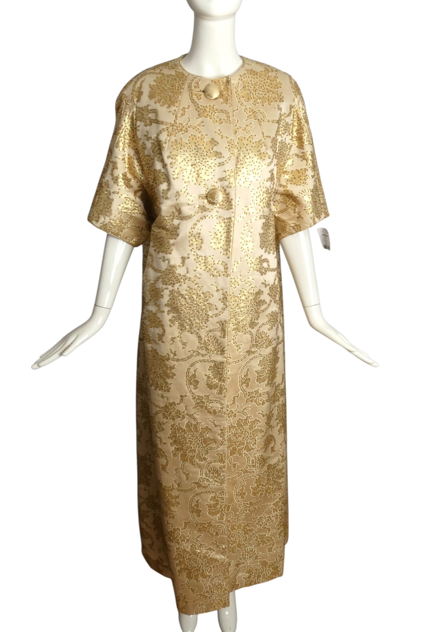 1960s 2pc Gold Beaded Brocade Evening Ensemble, Size 10