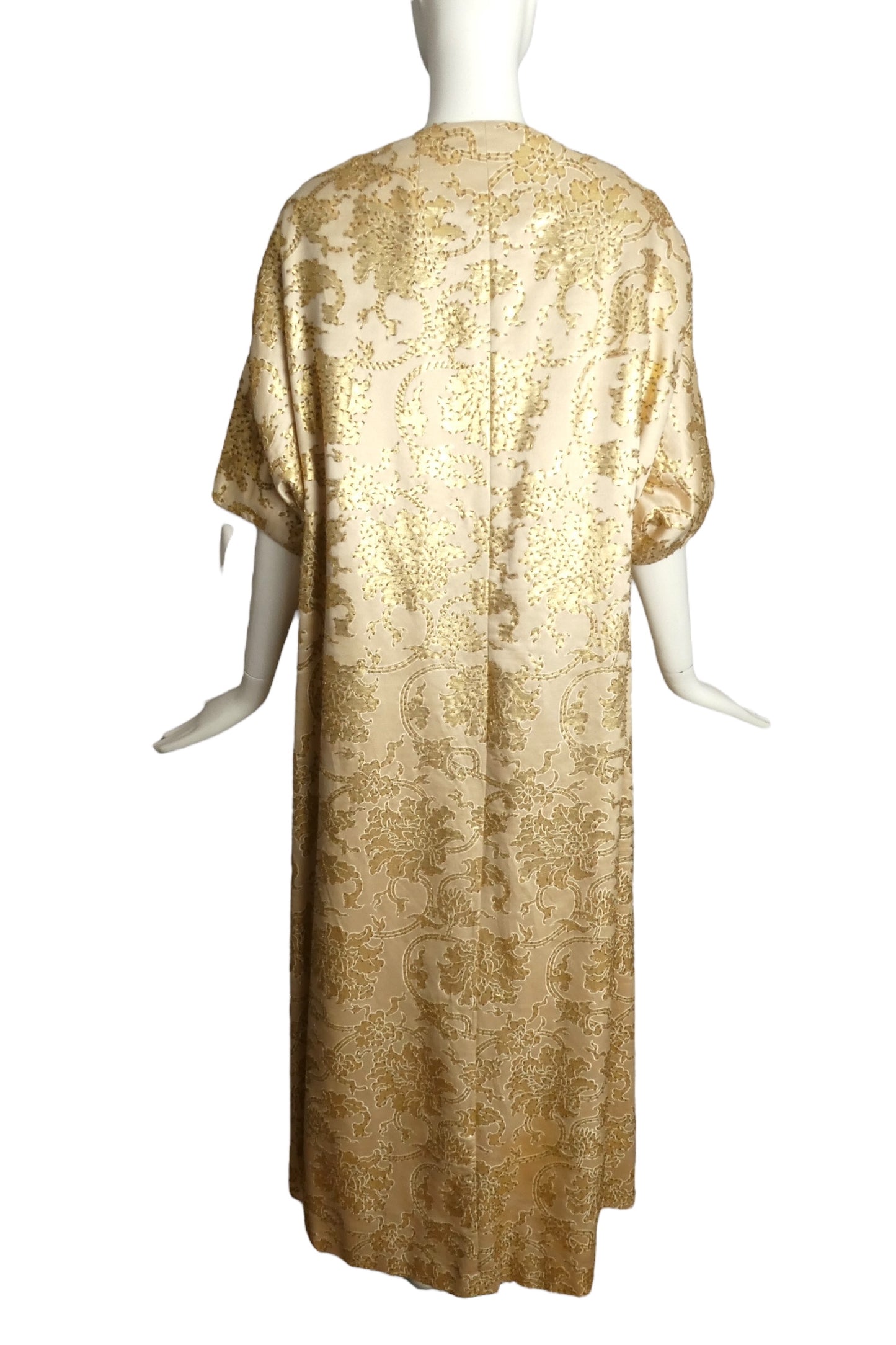 1960s 2pc Gold Beaded Brocade Evening Ensemble, Size 10