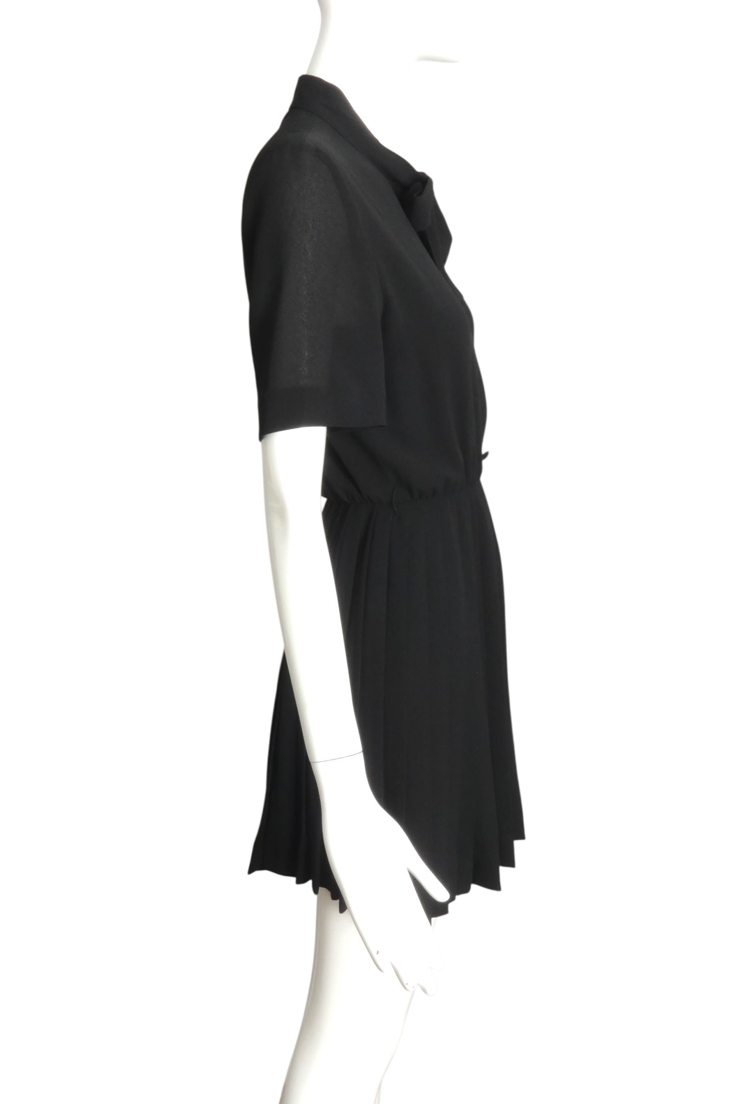 PIERRE CARDIN PARIS- 1970s Black Pleated Crepe Dress, Size 6