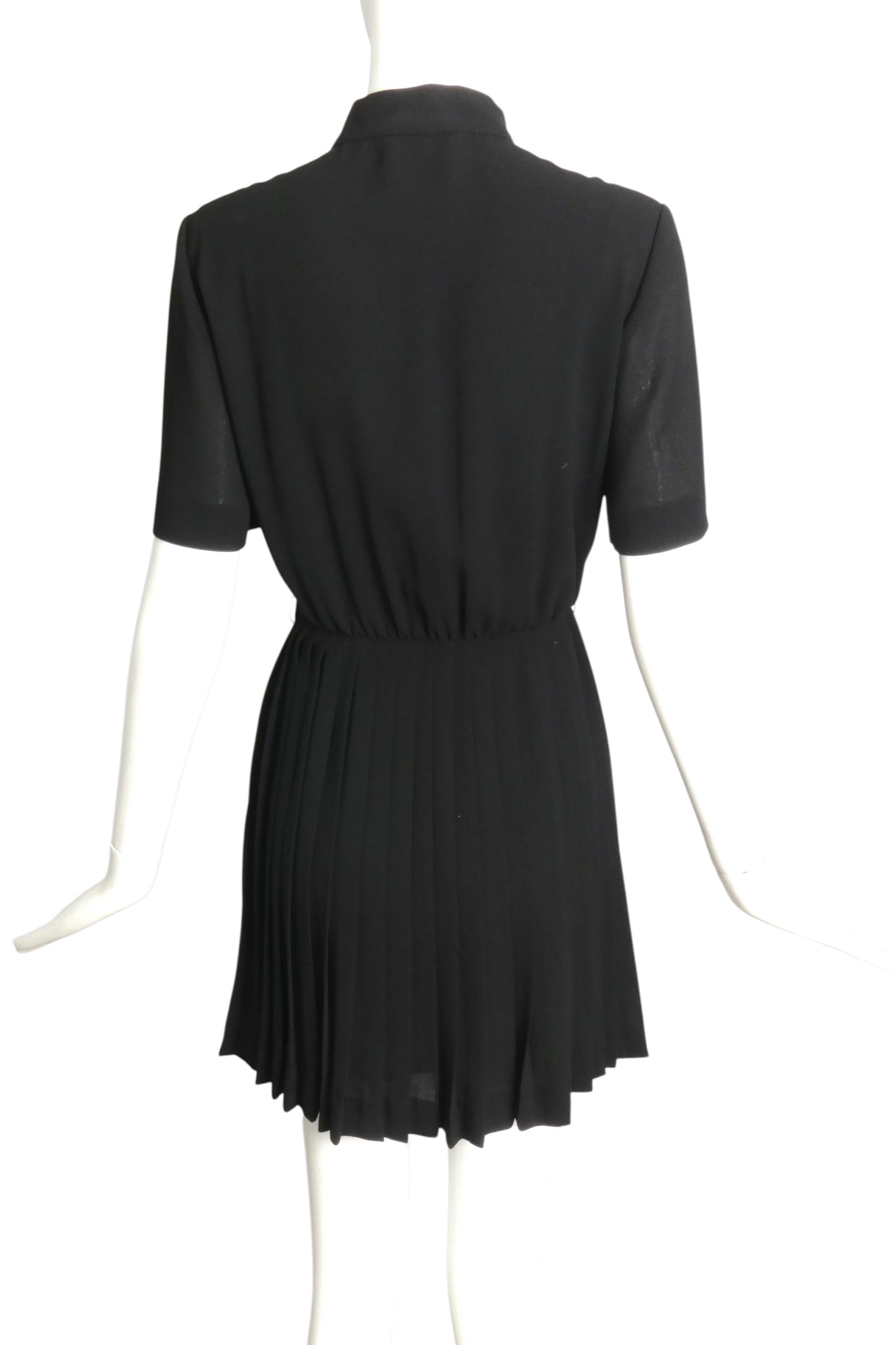 PIERRE CARDIN PARIS- 1970s Black Pleated Crepe Dress, Size 6