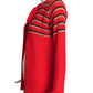 CREATION PIERRE CARDIN- 1970s Red Striped Wool Cardigan, Size 6
