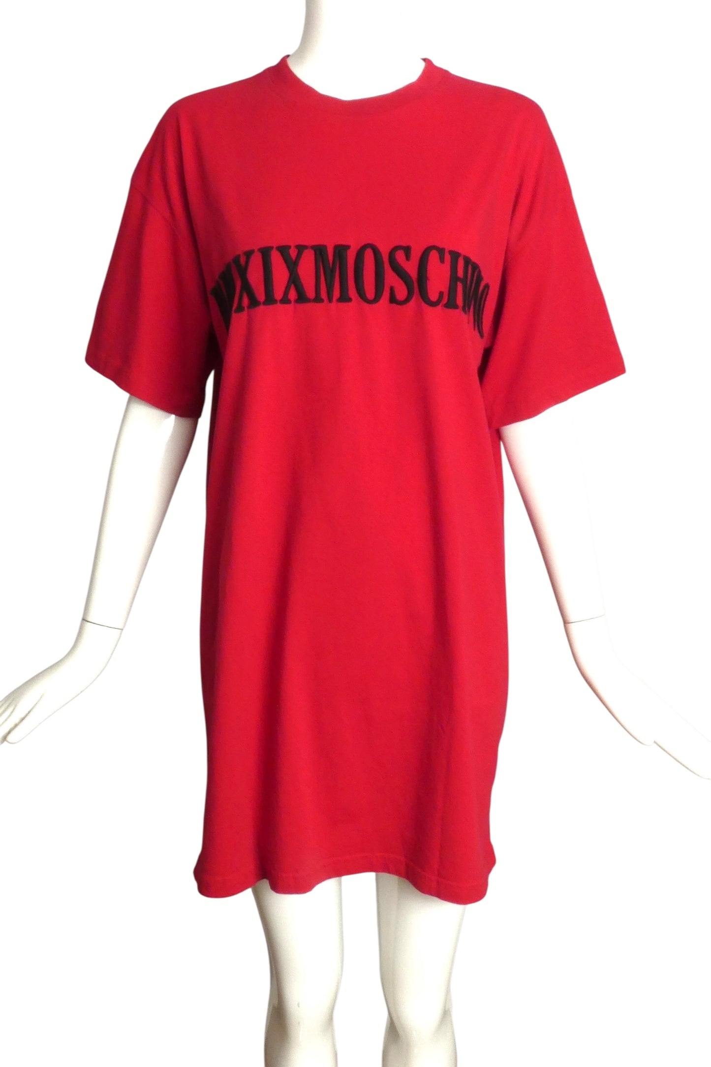 MOSCHINO COUTURE- 2019 Red Embroidered T-Shirt Dress, Size 8