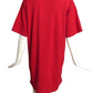 MOSCHINO COUTURE- 2019 Red Embroidered T-Shirt Dress, Size 8