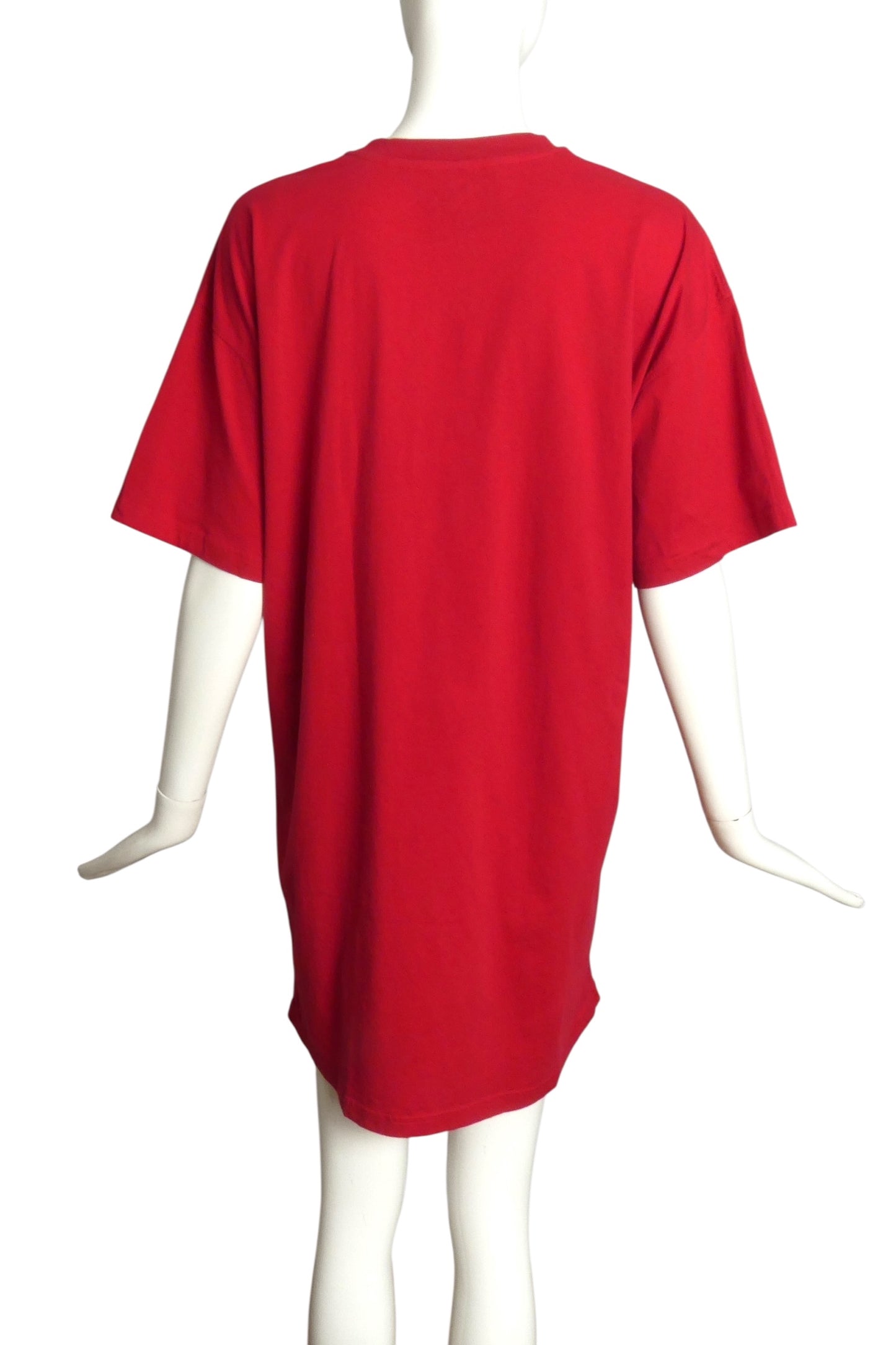 MOSCHINO COUTURE- 2019 Red Embroidered T-Shirt Dress, Size 8