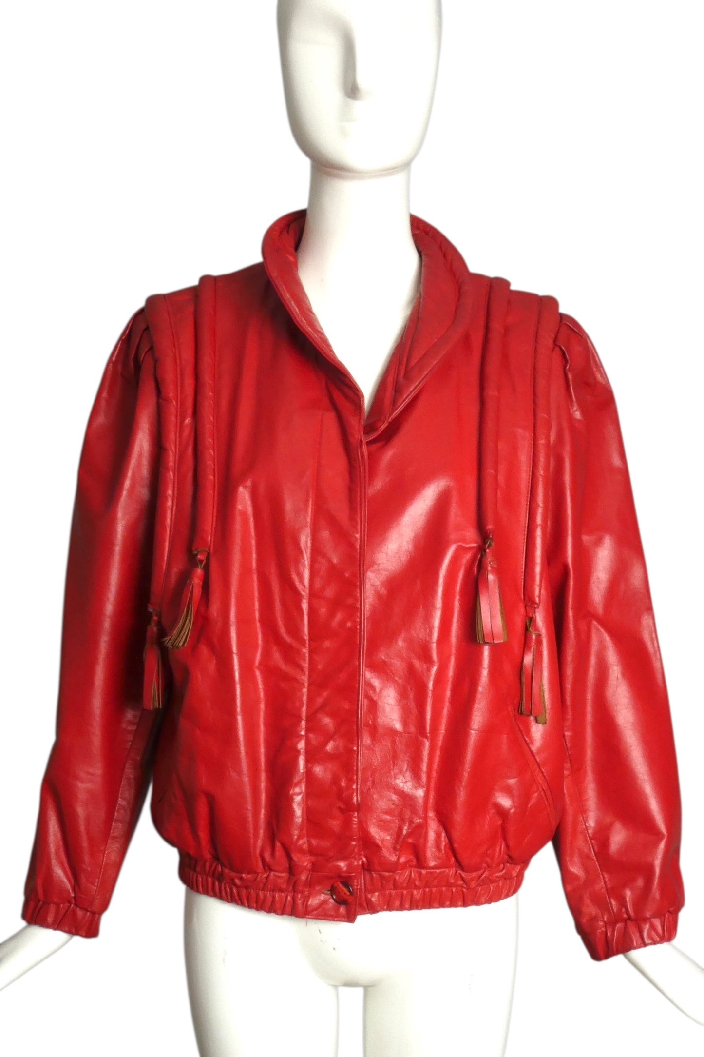 1980s Red Leather Jacket, Size 6