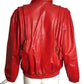 1980s Red Leather Jacket, Size 6