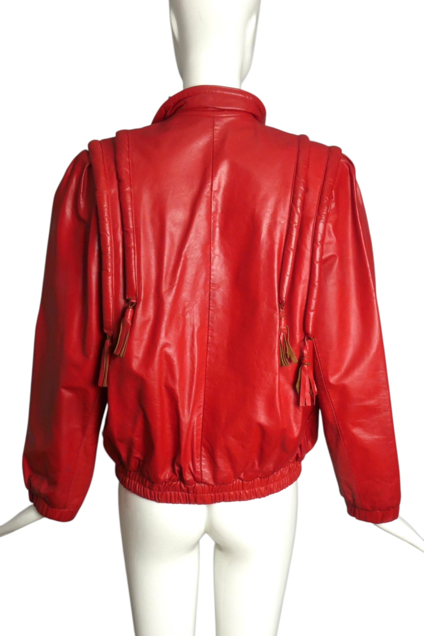 1980s Red Leather Jacket, Size 6