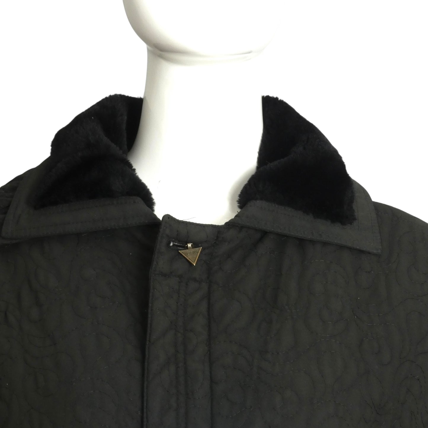 VERSUS VERSACE- 1990s Black Quilted Coat, Size 12