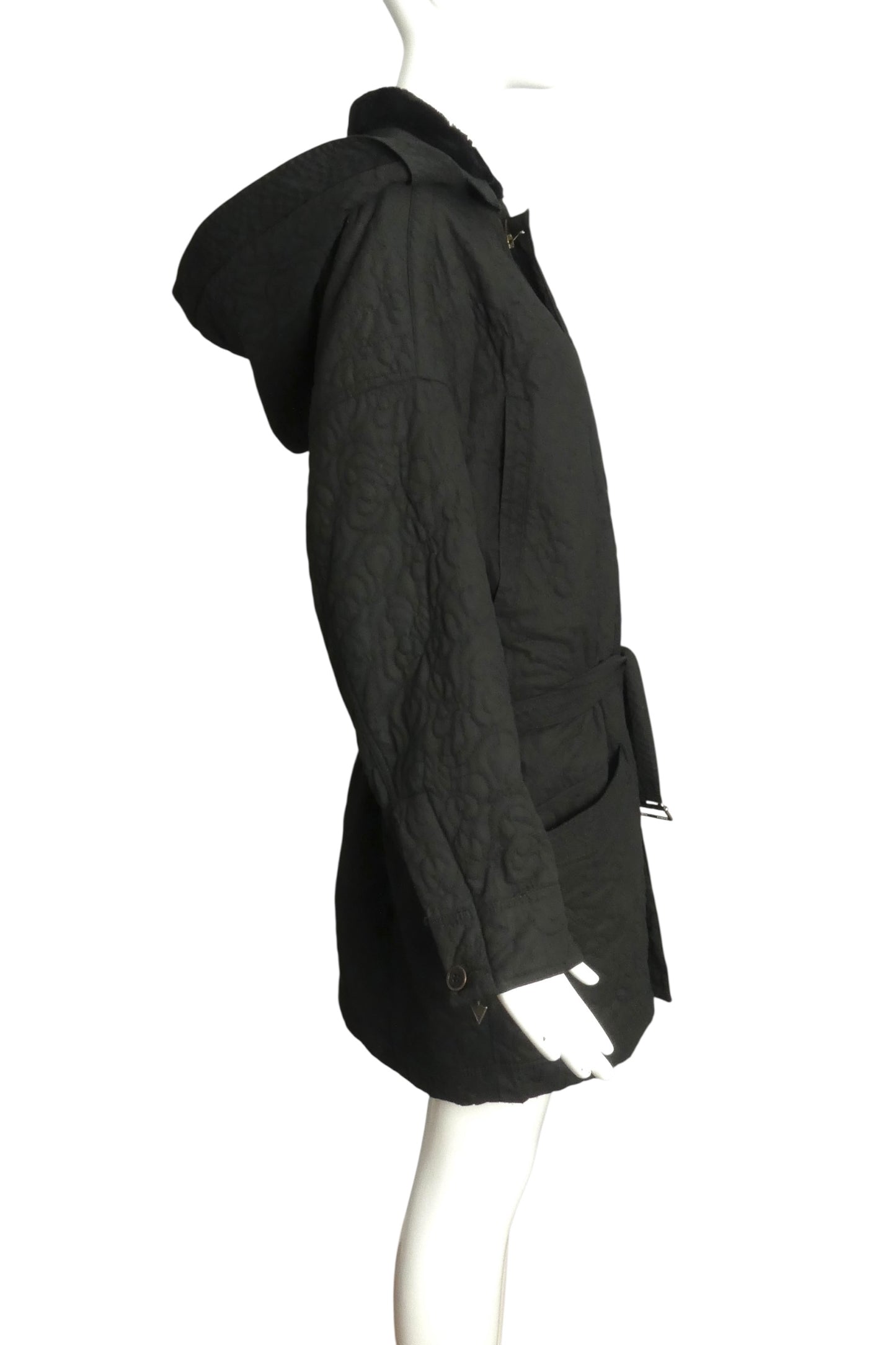 VERSUS VERSACE- 1990s Black Quilted Coat, Size 12