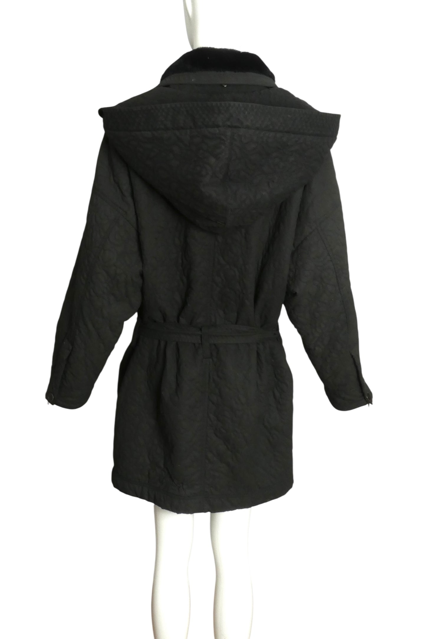 VERSUS VERSACE- 1990s Black Quilted Coat, Size 12
