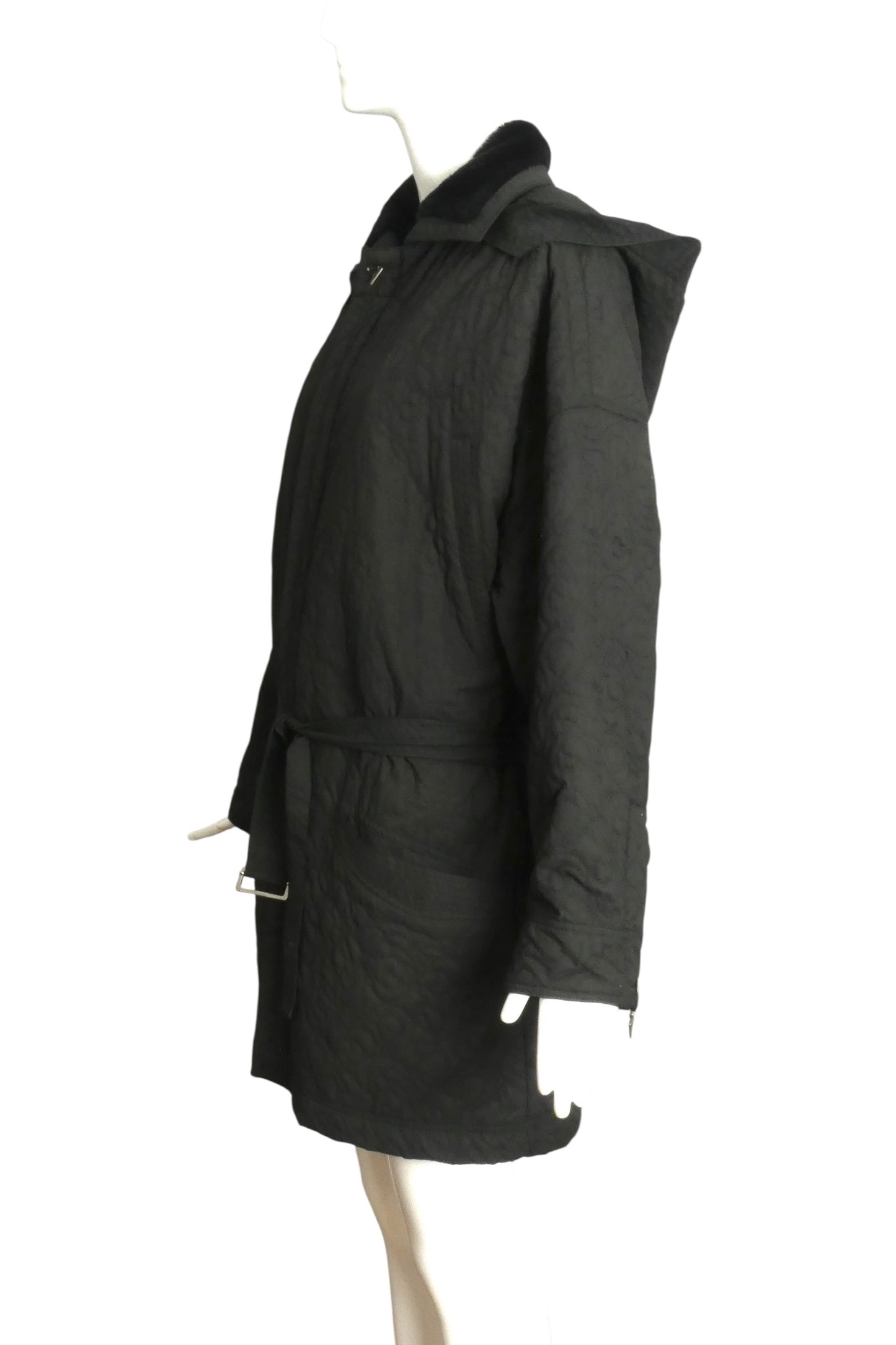 VERSUS VERSACE- 1990s Black Quilted Coat, Size 12