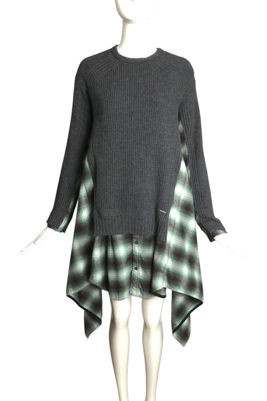 DSQUARED2- 2018 Layered Knit & Flannel Tunic, Size 4