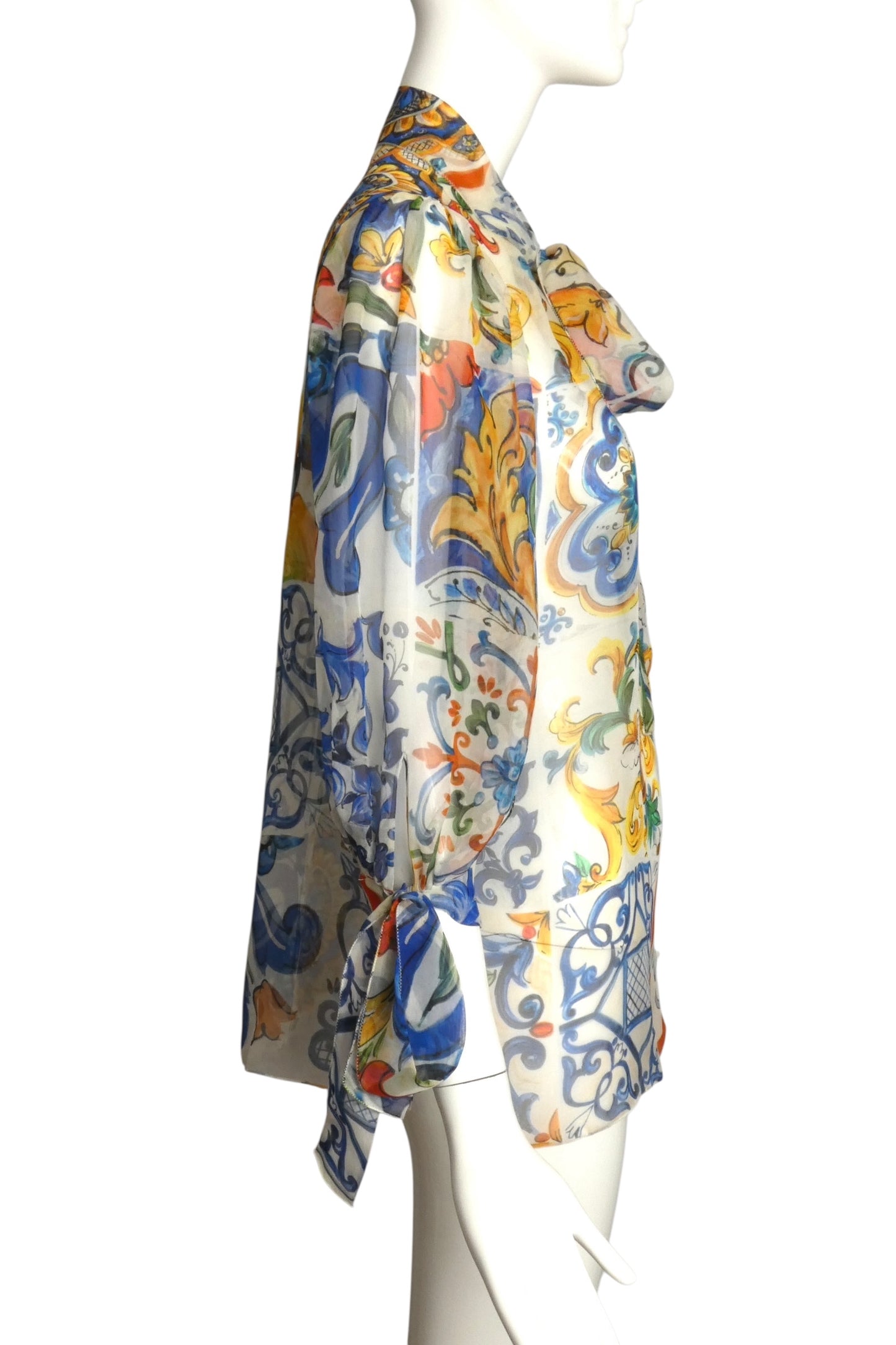 DOLCE & GABBANA- Floral Print Chiffon Blouse, Size 4